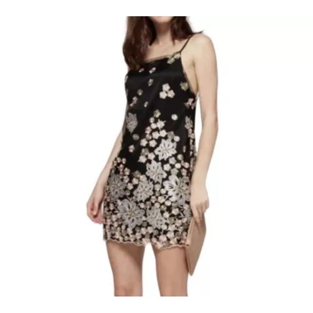 Backstage Women's Marrakech Floral Embroidered Dress Black Size Large